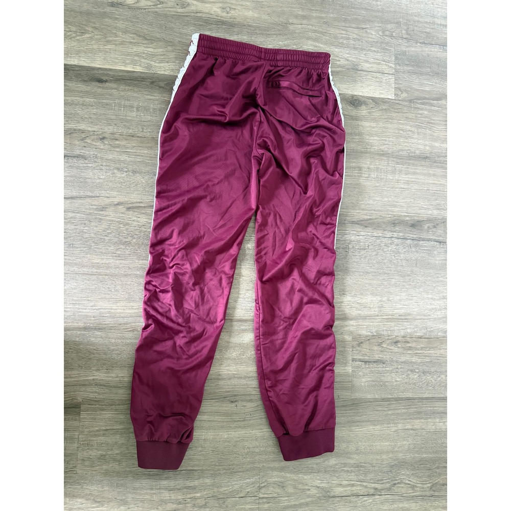Kappa Y2K Burgundy Logo Tape Track Pants Women's M Zip Ankle Joggers Retro - Picture 7 of 16